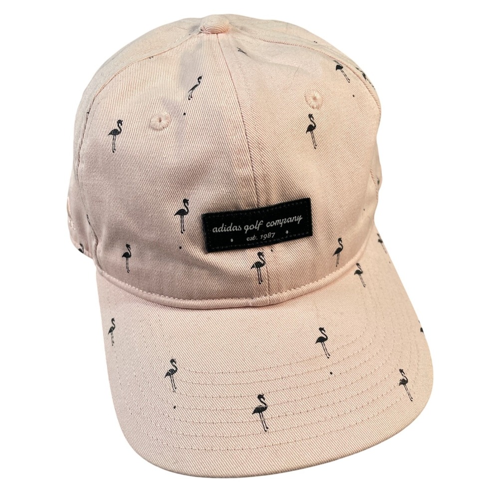 Adidas Hat Unisex OSFM Pink Flamingo Print Golf Company Adjustable Baseball Cap